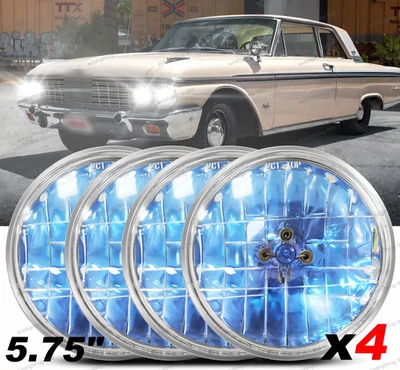 4x 5.75" 5-3/4 inch Round Headlights Hi-Lo DRL for 1962-1974 Ford Galaxie 500 - Image 1 of 4