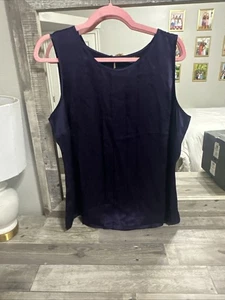 Talbots 100% Silk Top Women's 14 Purple Sleeveless Tank Pleated Layering NWT - Picture 1 of 5