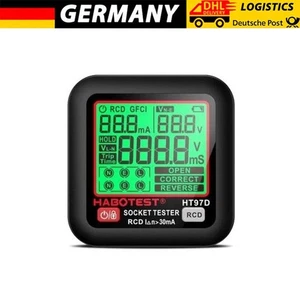 Steckdosentester mit RCD-Prüfung und LCD-Voltage-Display 250V Digital Tester DE - Bild 1 von 15