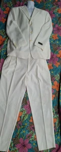 Vintage Club International Men’s Suit 50R 45W Ivory Single Breasted polyester - Picture 1 of 10