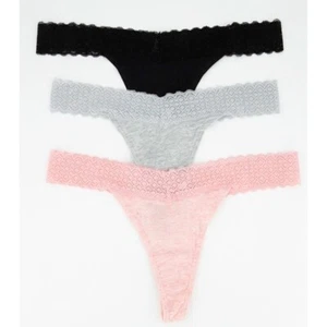 Nuevo paquete de 3 bragas tanga para mujer Essie ropa interior negro gris rosa XL - Imagen 1 de 6