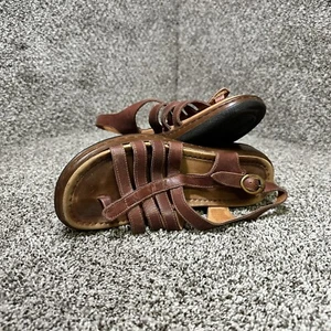 Dansko Sandals Womens 38 US 9.5 Brown Ankle Strap Real Leather Wooden Flat Strap - Picture 1 of 9