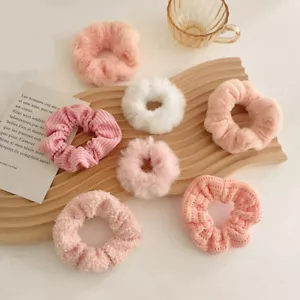 7Pcs Faux Fur Hair Tie Rope Elastic Plush Hair Bands Ponytail Holder Scrunchies - Picture 1 of 16