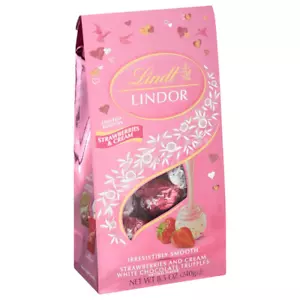 Lindt Lindor 8.5 oz STRAWBERRIES & CREAM White Chocolate Truffles * BB 10/2025 * - Picture 1 of 3