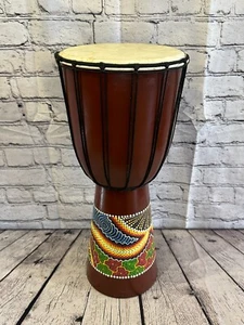 50cm Painted Wooden Djembe Bongo Painted African Influenced Drum High Handmade - Picture 1 of 9