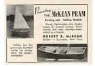 1946 MCKEAN Pram Rowboat Sailboat Robert B. McKean Scarsdale NY Vintage Print Ad