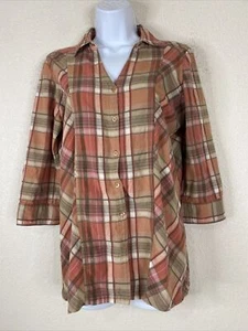 Dressbarn Women Size S Pink Plaid Button Up Shirt Long Sleeve Casual - Picture 1 of 6