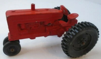 De colección Die Cast Metal Rojo Tractor Plástico Negro Ruedas Piezas Pintura recortada Foto 1 de 4
