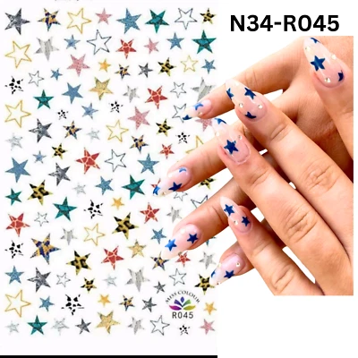 Pegatina 3D Stars Nails Multicolor Color, Pegatina Arte en Uñas Acrílico, Inmersión, Gel Foto 1 de 4