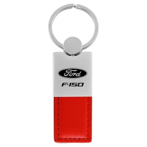 Ford F-150 Keychain & Keyring - Duo Premium Red Leather & Metal Key Fob - Picture 1 of 3