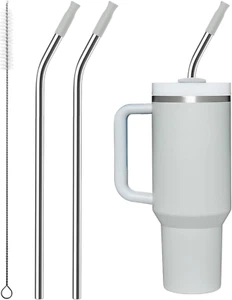 Repeatable Metal Straw with Silicone Tips for 40 Oz Stanley Tumbler, 2 Pcs 40 Oz - Picture 1 of 12