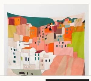 Society6 Echi - Cinque Terre di Ana Rut da parete con frange grandi 45 x 33 - Foto 1 di 6