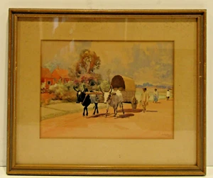Pintura original Émile Ralambo Madagascar 1939 enmarcada gouache sobre papel - Imagen 1 de 8