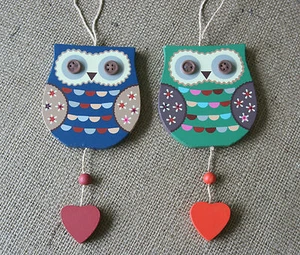 Vintage Retro Painted Hanging Owl Decoration Sign Folk Art Teacher Brownie Gift - Picture 1 of 3