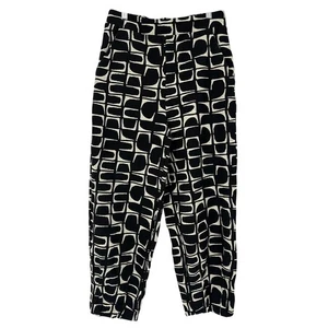 Ozai N Ku Women's Pants  L Black Beige Geometric Art to Wear Large - Picture 1 of 11