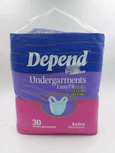 Vintage Depend EasyFit Undergarments 29ct Extra Absorbency One Size Vlcro Green - Picture 1 of 7