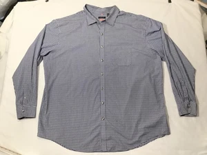 Van Heusen Shirt Mens 3XL Tall Blue White Check Button Up Long Sleeve Traveler - Picture 1 of 10