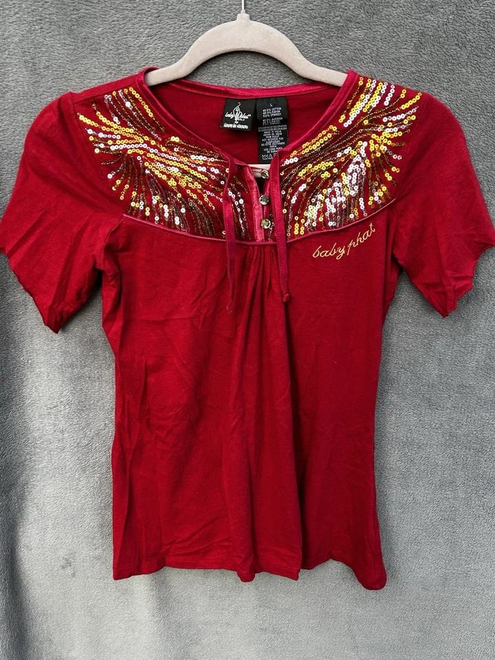 BABY PHAT RED SPARKLY FASHION GIRL TOP Tamanho G - Imagem 1 de 4
