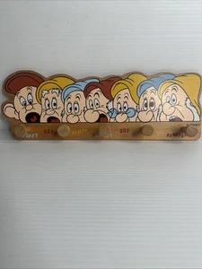 Snow White 7 Seven Dwarfs Coat Hanger Hook Disney Dwarves Rack Children Vintage - Picture 1 of 8