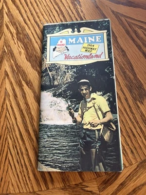 1964 MAINE Official State Highway Road Map with Colorful Pictorial Guide See Pix - Image 1 of 3