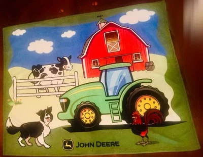 Cobertor John Deere verde trator lã arremesso animais de fazenda 47”x62” - Imagem 1 de 4