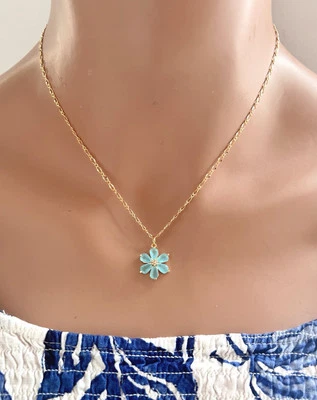 Dainty Flower Pendant Gold Necklace Coquette Soft Style Flower Charm Necklace - Image 1 of 4