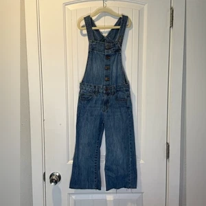 GAP Denim Blue Boot Cut Overalls Size Medium - Picture 1 of 3