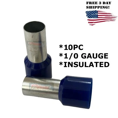 10 piezas  Conectores de virola de alambre calibre 1/0 terminales de férulas de alambre aislados azules Foto 1 de 2