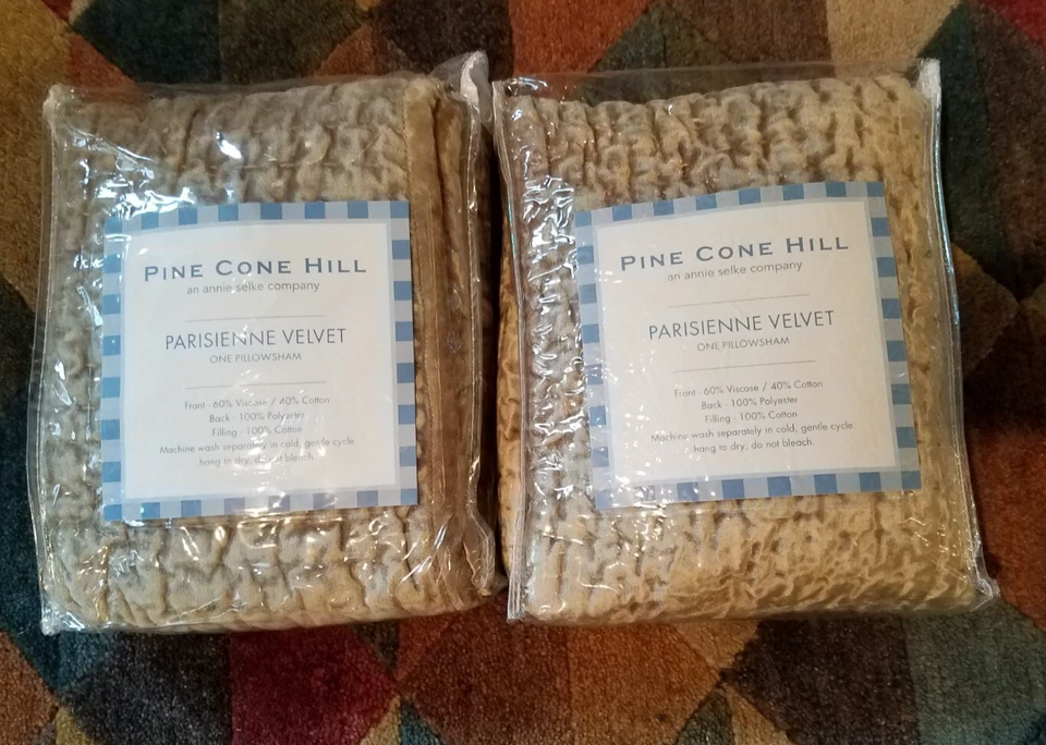 Juego de 2 fundas de almohada Pine Cone Hill Euro Velvet Parisienne nuevas Foto 1 de 1