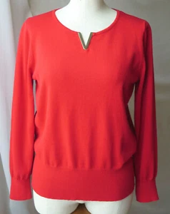 CAROL ROSE WOMENS LONG SLEEVE V-NECK SOFT RED SWEATER LARGE - Picture 1 of 7