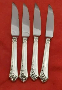 Set of 4 Damask Rose  by Oneida Sterling Serrated Steak Knives Custom Made - Picture 1 of 4