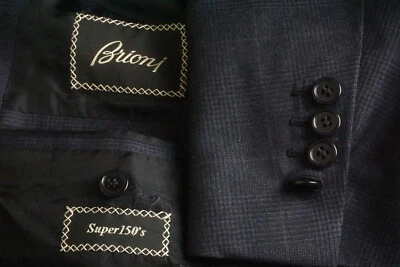 Brioni Palatino CURRENT Blue Brown Plaid S150 Wool Flannel Sport Coat Jacket 43L - Image 1 of 4