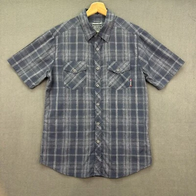 Merrell Shirt Mens Medium Blue Check Short Sleeve Opti-Wick UPF30+ Fishing Hike - Image 1 of 4