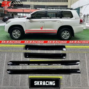 Chrome+Black Side Door Body Guard Molding Strip Fits Toyota Land Cruiser 2008-21 - Picture 1 of 9