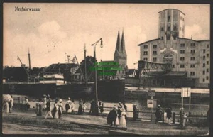 146976 AK Danzig Neufahrwasser 1917 Hafen Kirche Lagerhaus Getreidespeicher - Bild 1 von 2