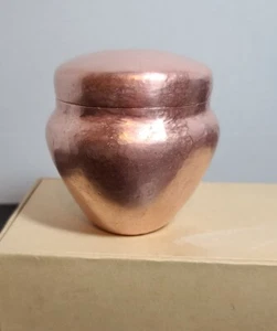 Copper Container Jar Urn Handmaid Hand Hammered Antique 1903 Marked 4" X 3.5" - Picture 1 of 6
