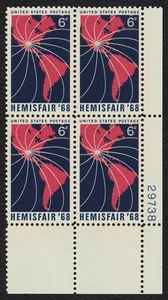 #1340 6c Hemisfair '68, Plate Block [29738 LR] Mint **ANY 5=FREE SHIPPING** - Picture 1 of 1