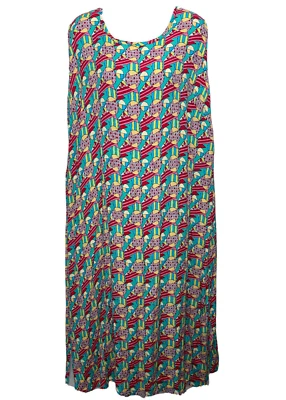 Vestido FLAX Designs 2G Talla Grande Largo Colorido Pullover Maxi Rayón 2 Generoso 2X Foto 1 de 4