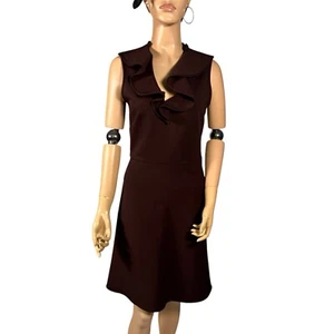 Valentino Ruffle V-neck Dress Size 6 Sleeveless Shift Cocktail Night Out Peplum - Picture 1 of 14