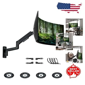 Fully Adjustable VESA Wall Mount for 17-49 Inch Monitors - Sleek Black Design - Picture 1 of 14