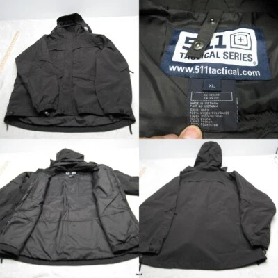 5.11 Tactical 3-in-1 Parka Mens XL Black Detach Hood Dual Side Zip SHELL Only - Image 1 of 4