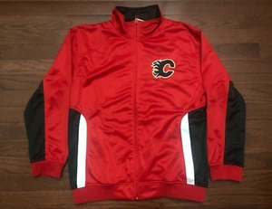 KIDS CALGARY FLAMES TRACK JACKET YOUTH XL RED BLACK WHITE OFFICIAL NHL HOCKEY - Picture 1 of 5