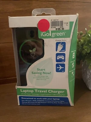 Cargador de Viaje Universal para Portátil iGo Verde 90W (PS00133-2007) con 8 Puntas - Nuevo Foto 1 de 4