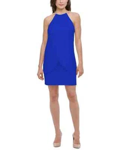 kensie Draped Snake-Chain Halter Dress Color Cobalt Size 6 Style KDKP0063 $98 - Picture 1 of 1