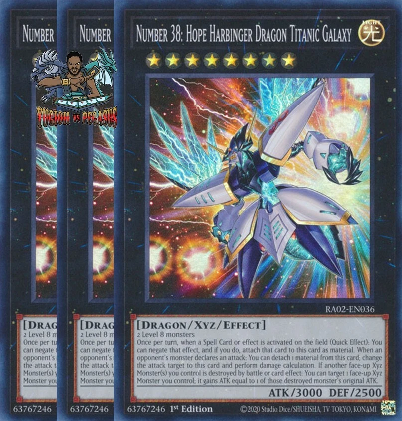 3x Number 38: Hope Harbinger Dragon Titanic Galaxy RA02-EN036 SR 1st Ed NM - Image 1 of 1