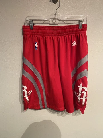 ADIDAS NBA Houston Rockets Men's Large Red Game Basketball Shorts Sewn Courtside Cover