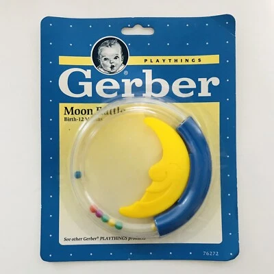 Винтажные детские игрушки 1991 Gerber погремушка Blue Moon 76272 0-12 месяцев - Изображение 1 из 4