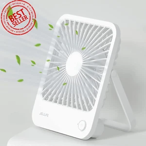 JISULIFE Desk Fan – 4500mAh, Foldable, 4 Speeds, Rechargeable, White - Picture 1 of 12