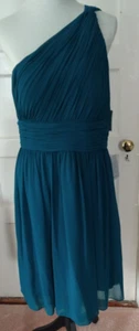 Donna Morgan Rea Nordstrum Holiday Emerald Green One Shoulder Chiffon Dress 16 - Picture 1 of 12