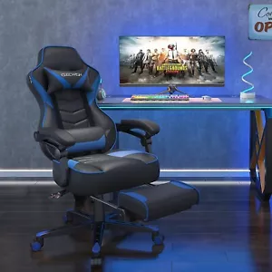 Office Gaming Chair High Back Ergonomic Executive Seat Massage Cushion Footrest - Picture 1 of 8